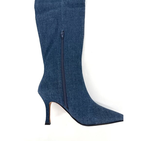 Lisa Vicky Over The Knee Boots Ave Dark Blue Denim Size 9.5 New Awesome - Picture 6 of 13